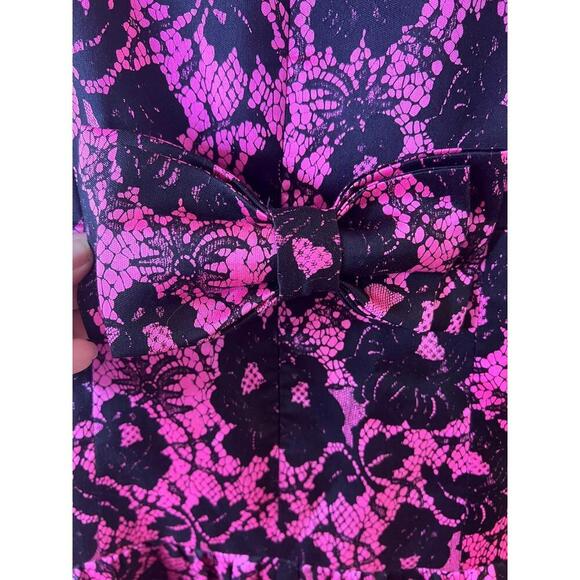 Milly Minis Girls Sleeveless Pink Black Lace Dress Crew Neck Peplum Size 14 - Picture 6 of 11